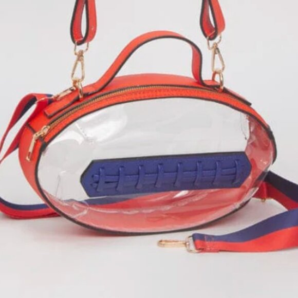 NWT Orange & Royal Blue Clear Football Crossbody Bag – Stadium Approved Gameday - Picture 1 of 1